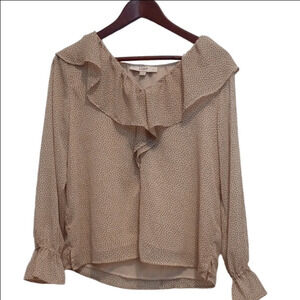 LOFT Beige Ruffle Blouse Small Women’s Dressy Work & Casual Top